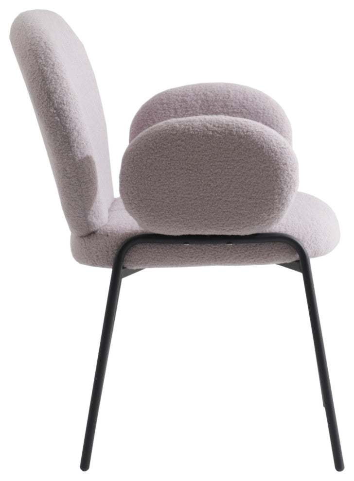 Celestial Boucle Dining Chairs Upholstered With Iron Legs Set of 4, Grey