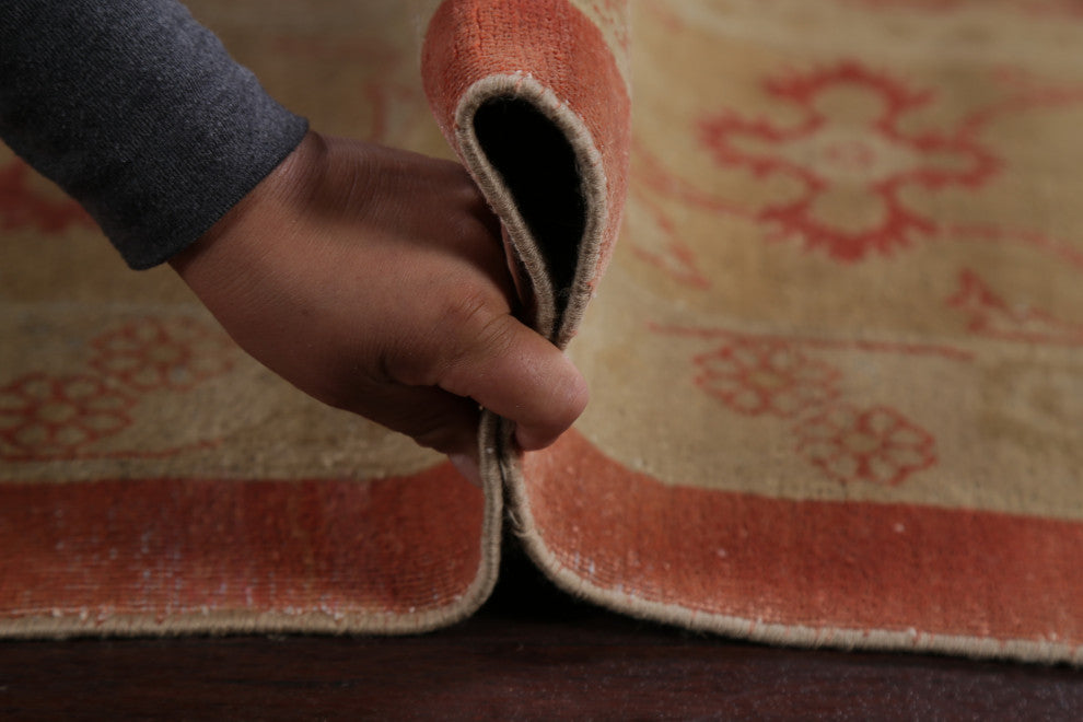 Rustic Style All-Over Hand Made Vegetable Dye Area Rug Oriental, Rust, 9 X 12