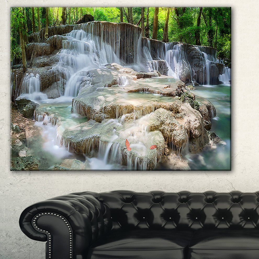 "White Huay Mae Kamin Waterfall" Landscape Canvas Photo Print, 40"x20"