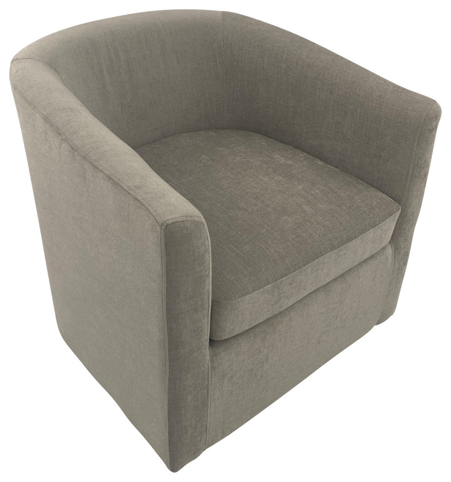 Ingran Barrel Swivel Upholstered Accent Chair, Gray