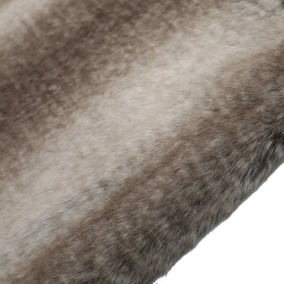 GDF Studio Tuscan Fur Fabric Throw Blanket, Ash White
