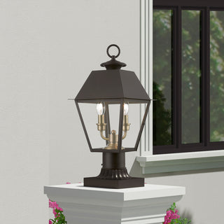 Wentworth 2 Light Bronze/Antique Brass, Cluster Outdoor Medium Post Top Lantern