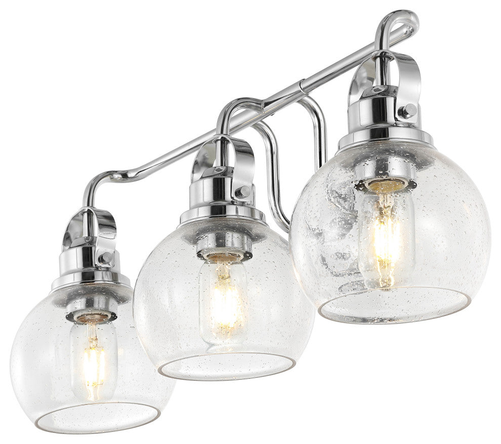 Shirley Metal, Bubbled Glass Vanity Light, Chrome, 3-Light