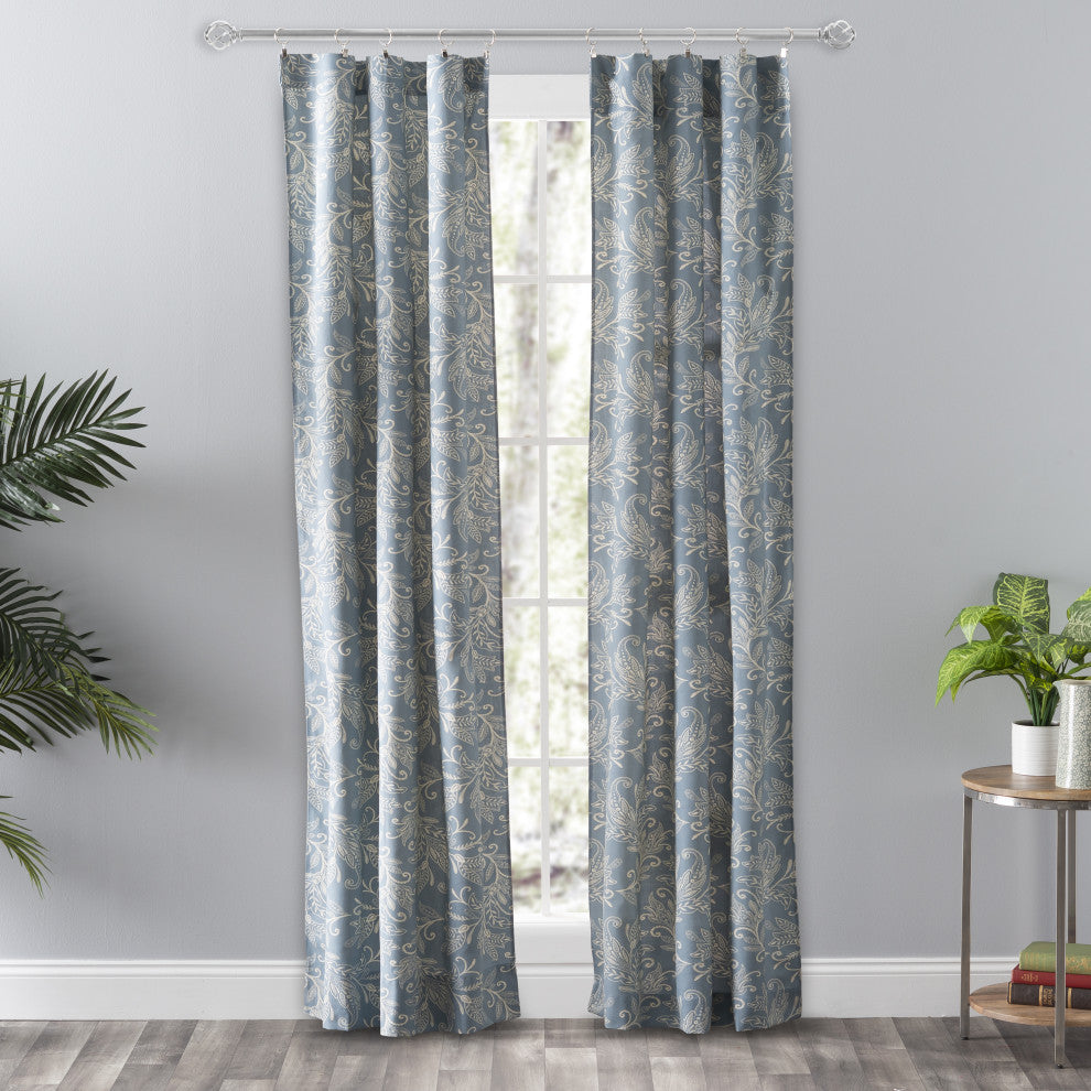 Lexington Leaf Tailored Panel Pair, Blue, 56" X 84"
