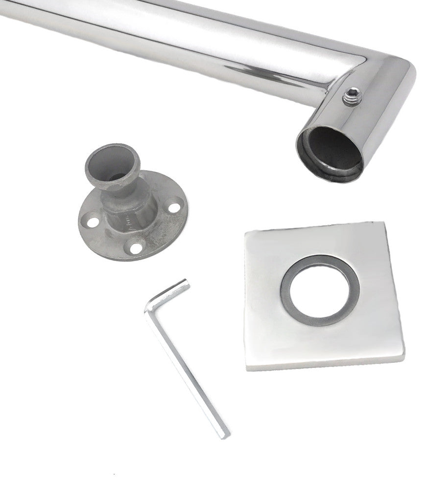 Blended Stainless Steel Mitered Grab Bar, 24", Bright Polished