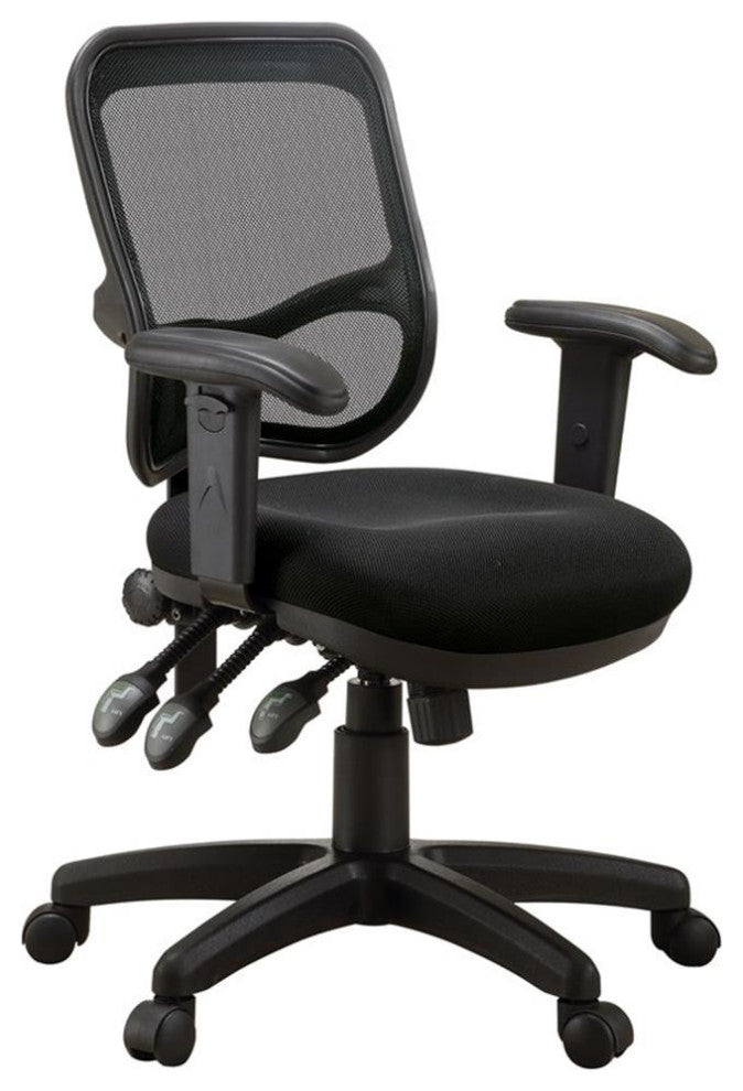 Coaster Rollo Padded Arm Fabric Mesh Office Chair with Casters in Black