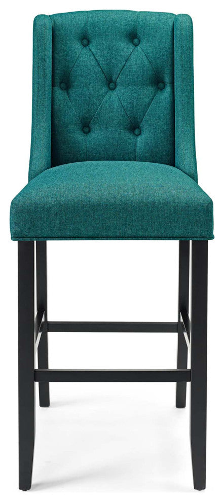 Tufted Bar Stool Chair Barstool, Fabric, Wood, Teal Blue, Modern, Bar Pub Bistro