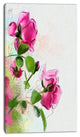 Purple Roses with Green Leaves, Floral Canvas Art Print, 16"x32"