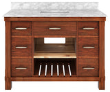 Freestanding Bath Vanity in Brown with White Carrara Marble Top, 48in