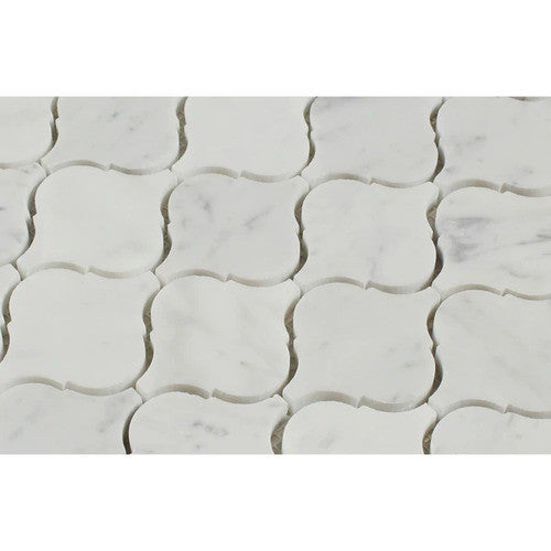 Carrara White Marble Polished Lantern Arabesque Mosaic Tile