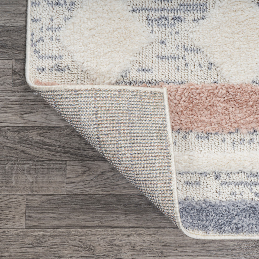 Faiza Moroccan Striped Geometric High-Low Runner Rug, 2 X 8