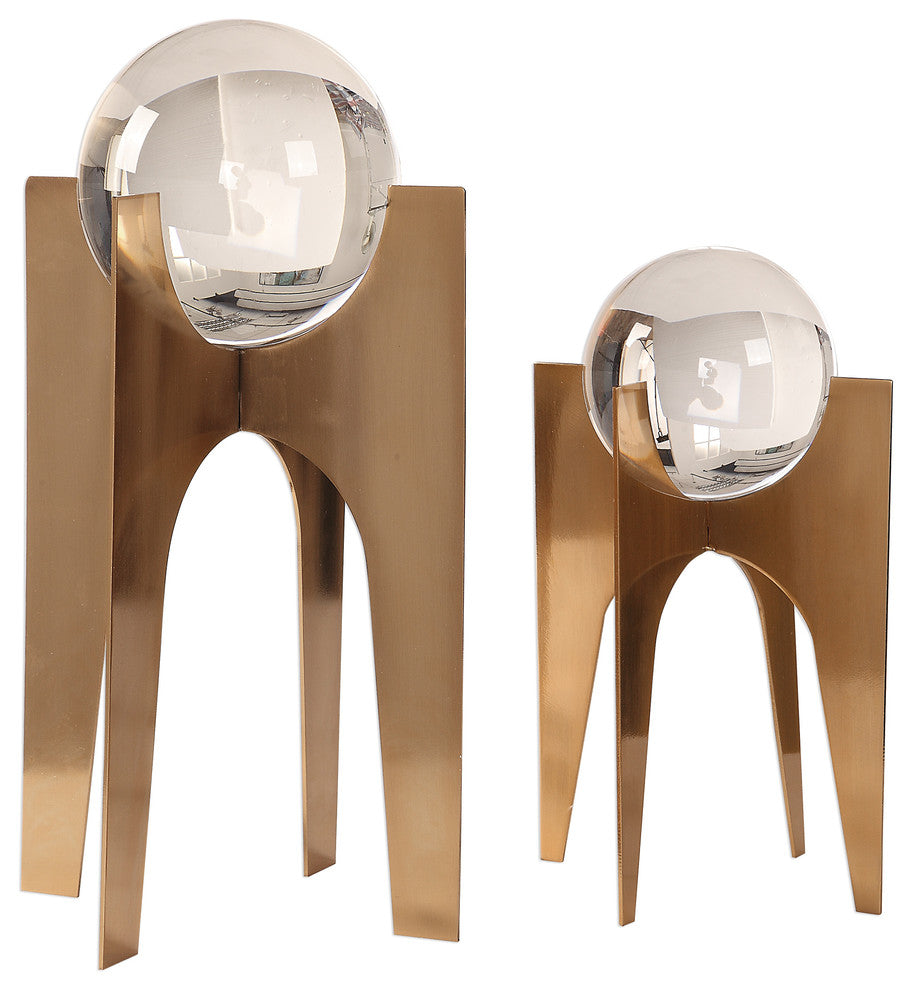 MidCentury Modern Crystal Ball Sculpture Set