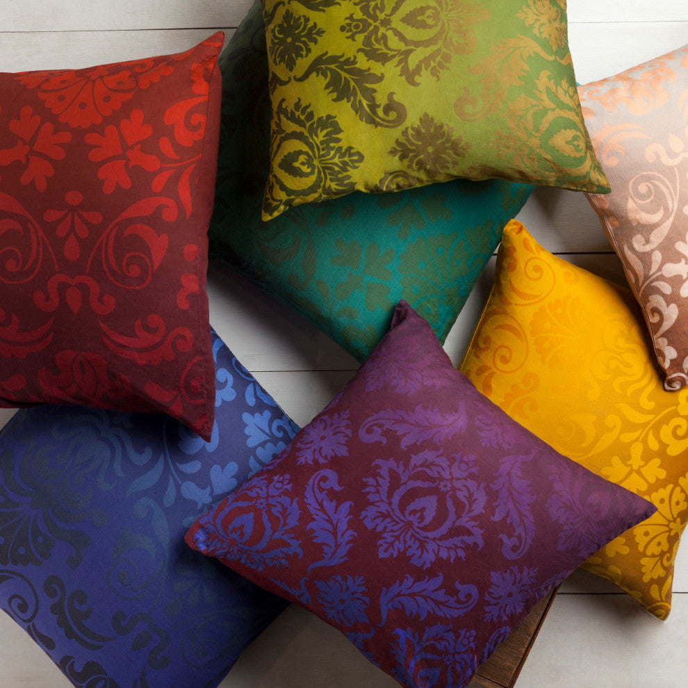 Surya Watercolor SY-012 22"x22" Pillow Kit, Lilac/Camel/Gray/Burnt Orange