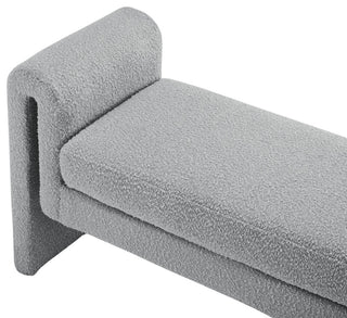 Stylus Boucle Fabric Upholstered Bench, Grey, 51" Wide