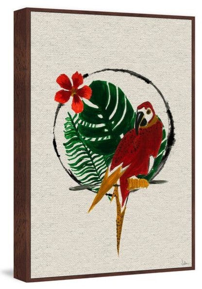 "Surprise a Parrot" Floater Framed Painting Print on Canvas, 30"x45"