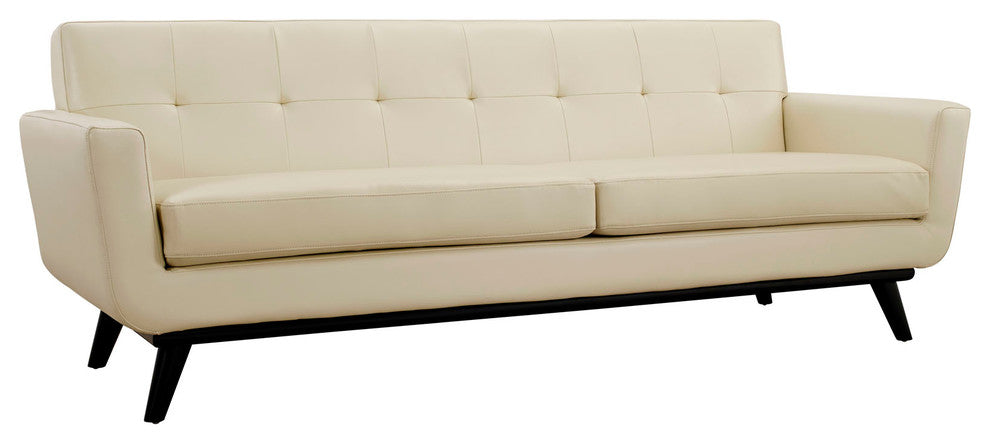 Modway Engage 2 Piece Leather Living Room Set, Beige
