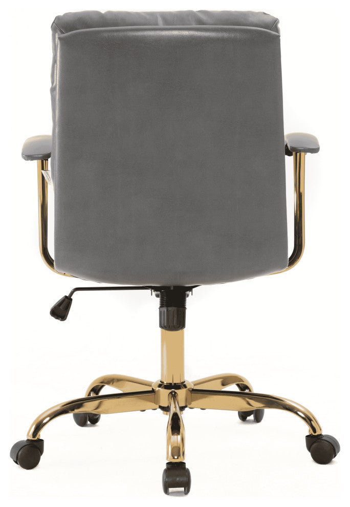 LeisureMod Regina Modern Leather Adjustable Conference Chair, Titanium Gray