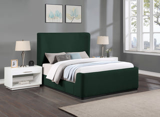 Oliver Boucle Fabric Upholstered Bed, Green, King