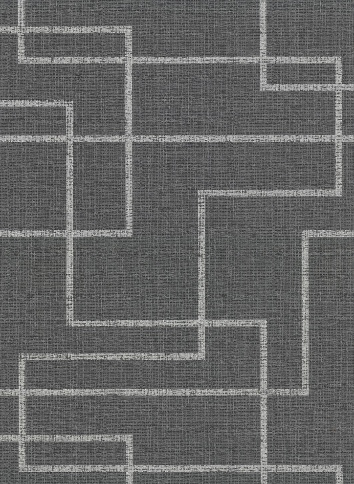 Clarendon Charcoal Geometric Faux Grasscloth Wallpaper Bolt