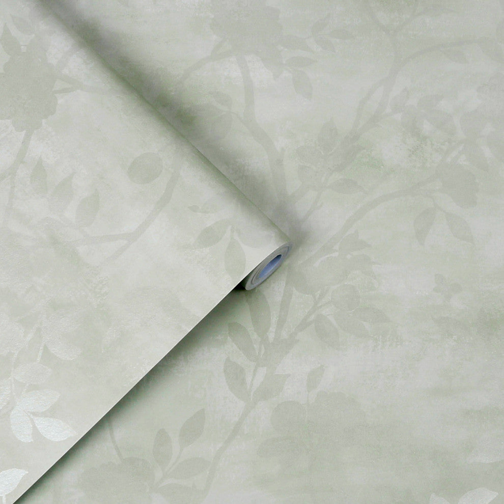 Laura Ashley Eglantine Silhouette Wallpaper, Eau De Nil