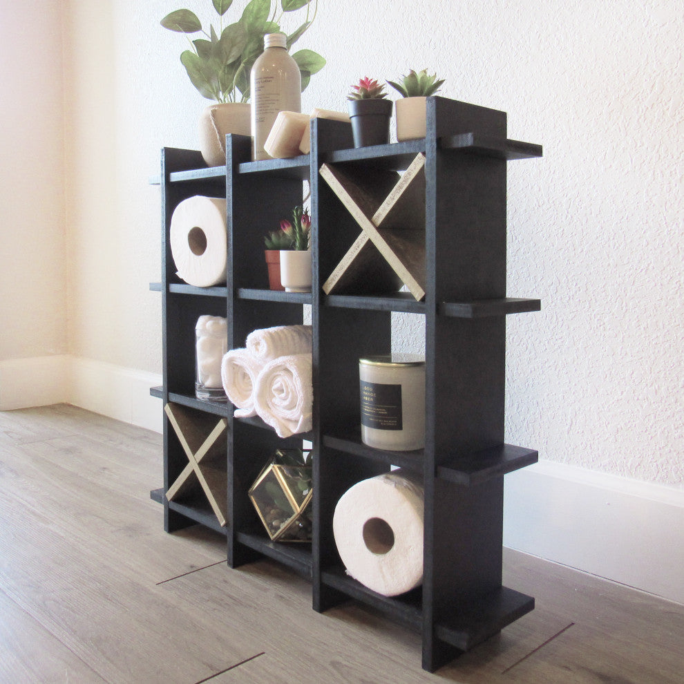Tic Tac Toe Design Freestanding Bathroom Tissue Roll Storage Organizer