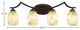 Zilo 4 Light Bath Bar, Dark Granite Finish, 5" Ivory Glaze Seashell Glass