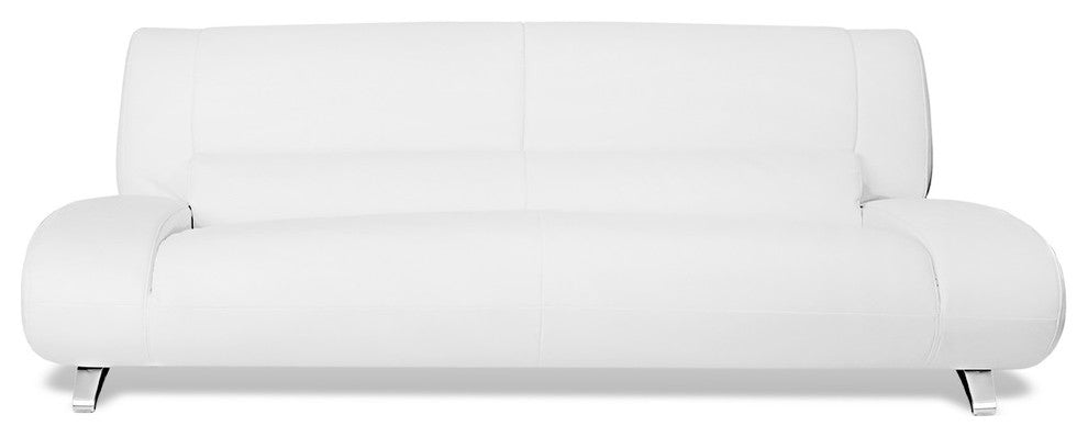 Modern Aspen White Microfiber Leather Sofa