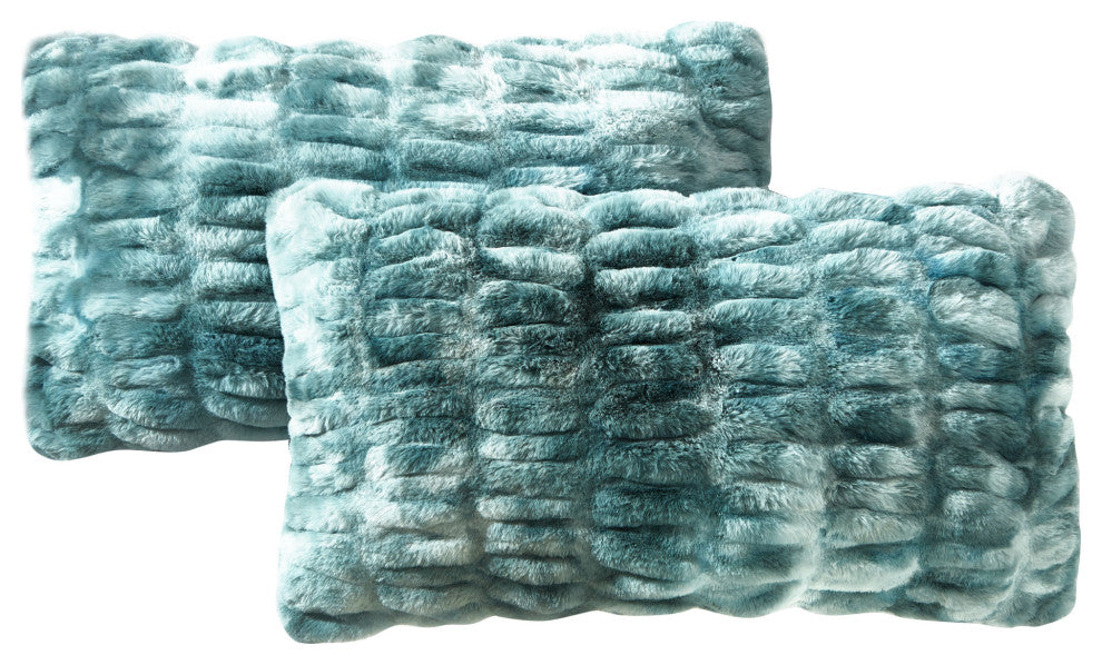 Shar Pei Faux Fur Pillow Shell Set, Trellis, 2 Piece Lumbar, 14"x26"