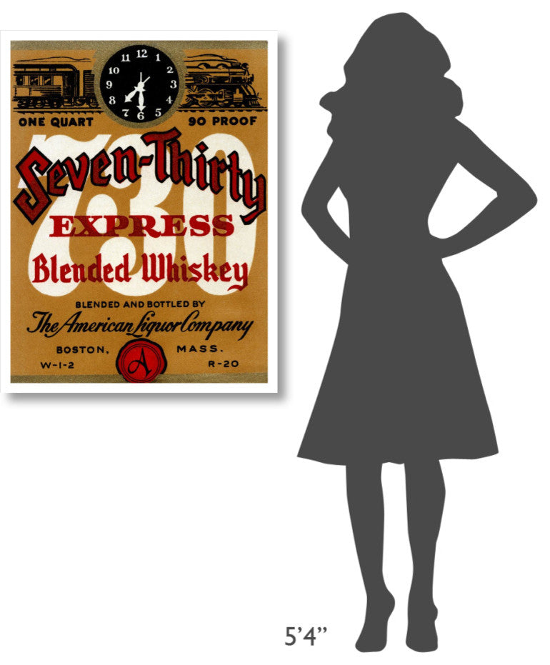 "Seven-Thirty Express Blended Whiskey" Print by Vintage Booze Labels, 29"x38"