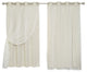 Tulle Overlay Star Cut Out Blackout Curtains, Biscuit, 52" W X 63" L