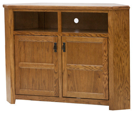 Tall Mission 57" Wide TV Console, Iron Ore Oak