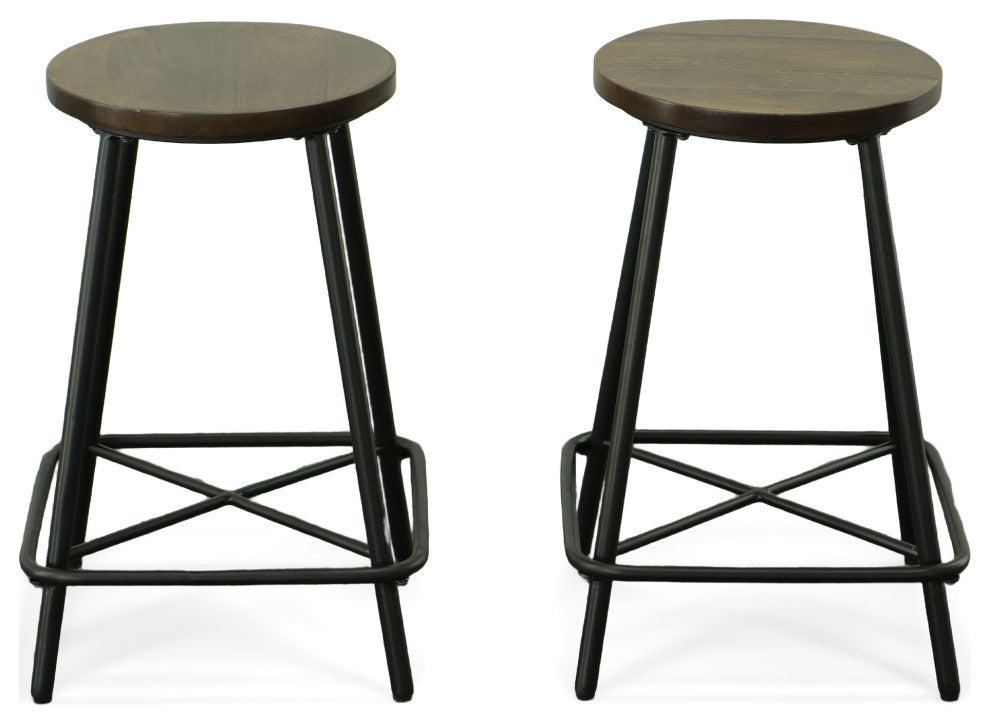 Illona 24" Counter Height Stool Set of 2, Elm/Black