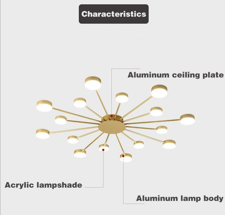 Carouge | Cruciform LED Ceiling Chandelier, Black, 4 Heads