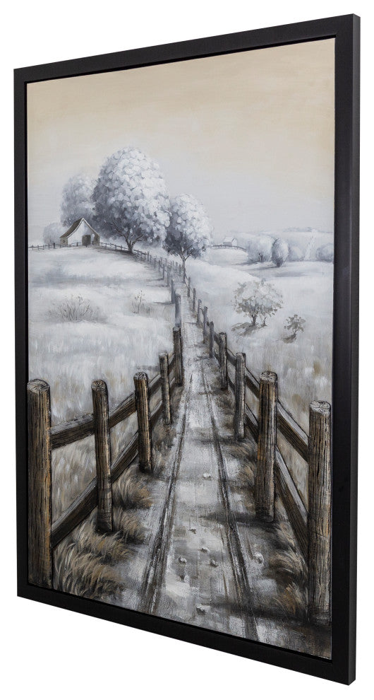 'Country Road I Wall Art Hand Painted on Canvas framed With 3D elements