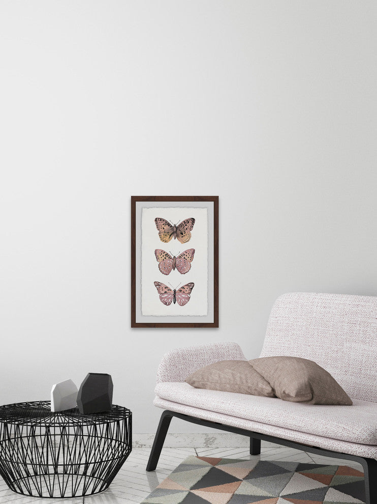 "Pink Butterfly Trio" Framed Painting Print, 24"x36"