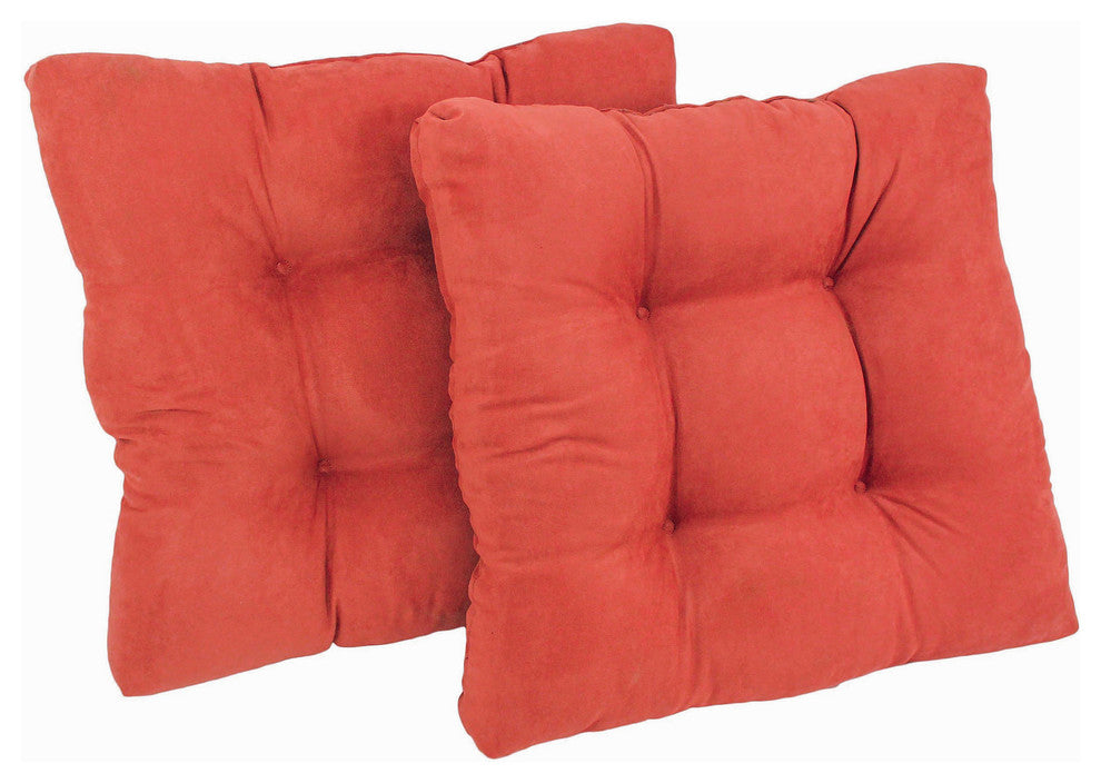19" Squared Microsuede Tufted Dining Chair Cushion, Set of 2, Cardinal Red
