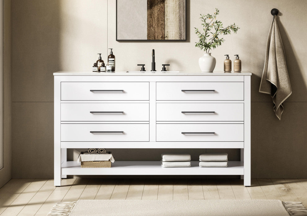 Home Living 60" Single Bathroom Vanity, White
