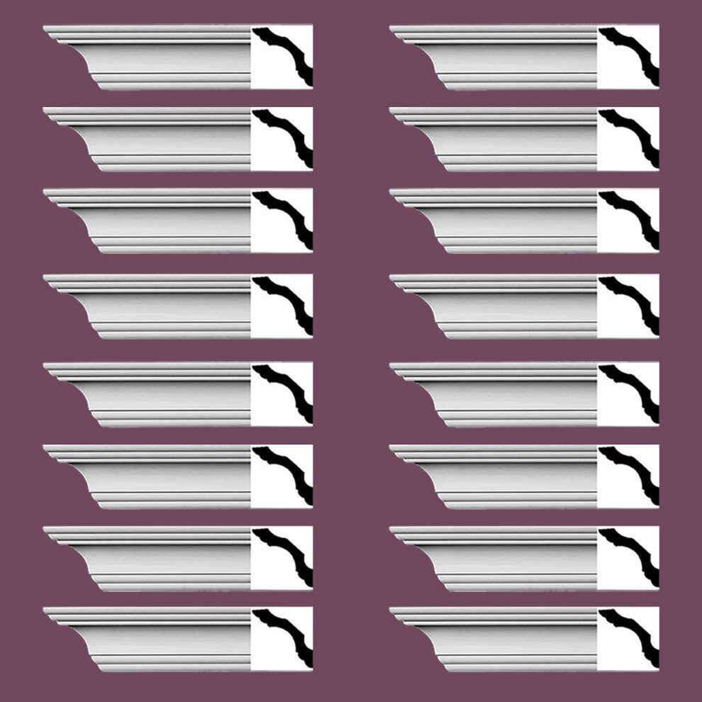 Simple Cornice White Urethane Northbridge Design 16 Pieces Totaling 1536" Length