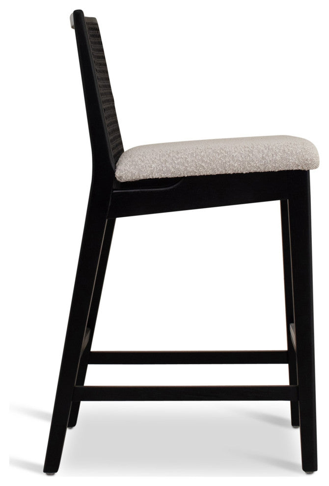 Modern Brazilian, Nardia, Cane Counter Stool, Ebano/Crafted Glaze