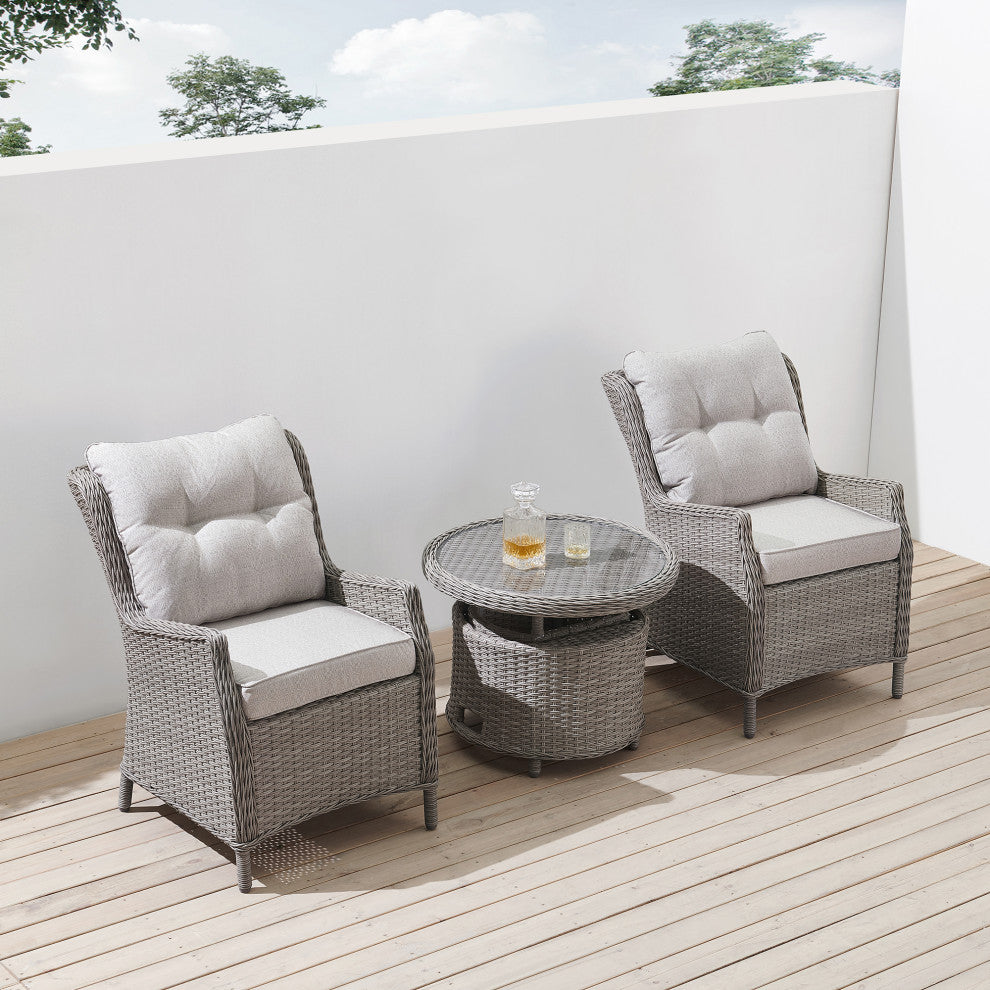 Ove Decors Vance 3-piece Patio Conversation Set in Grey