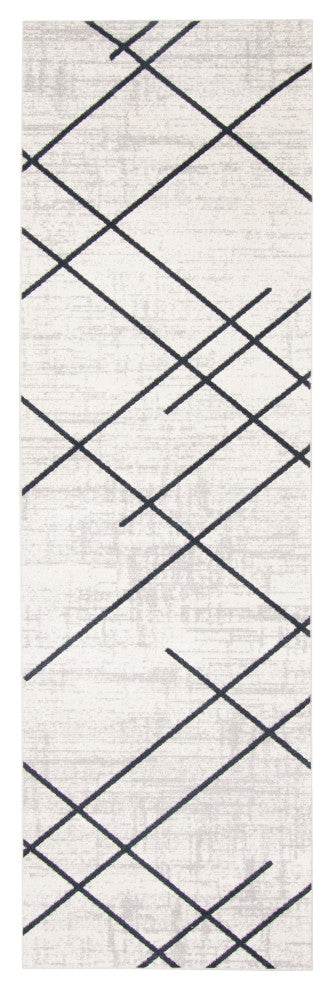 Aqua Damali Area Rug, Ivory/Blue, 2'6"x8'