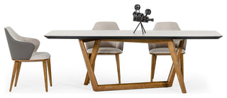 Modrest James Contemporary Walnut and White Dining Table