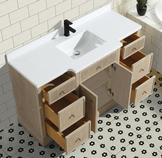 Redondo Bathroom Vanity, Ash Oak, 55", Single Sink, Freestanding