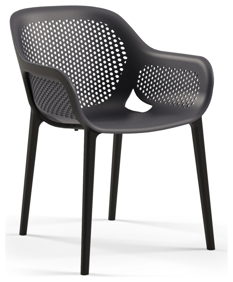 Atra Patio Dining Side Chair, Set of 2, Anthracite Black
