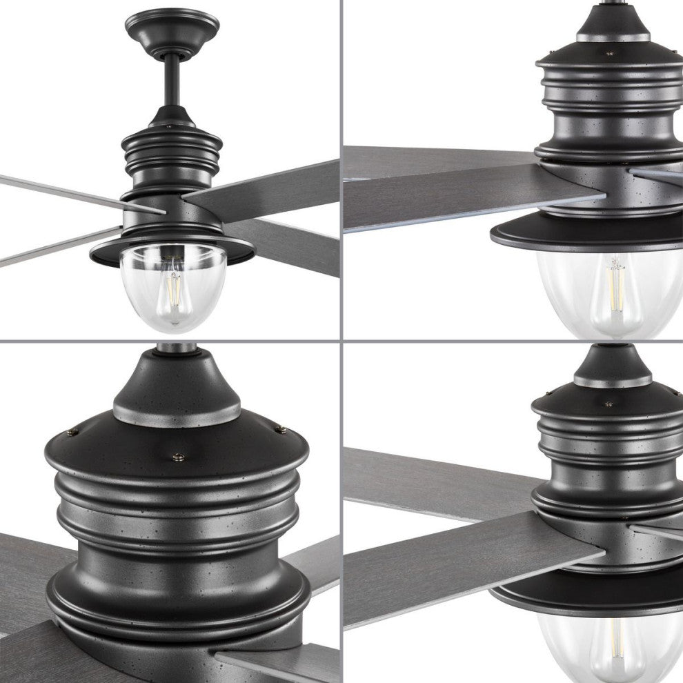 Gillen 56" 4-Blade LED In/Out Blistered Iron Ceiling Fan With Light Kit