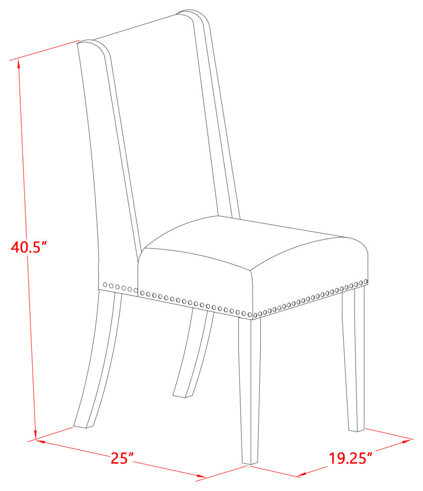 Parson Chair With Mahogany Leg And Brown Linen Fabric Color Set of 2