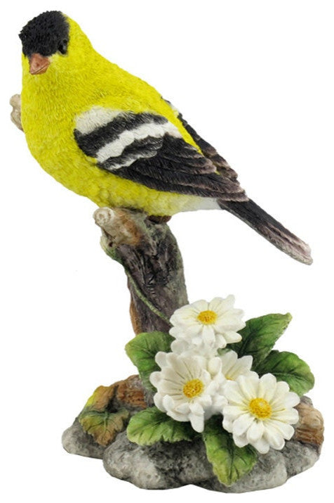 Goldfinch Bird with Flowers Figurine by Veronese Design