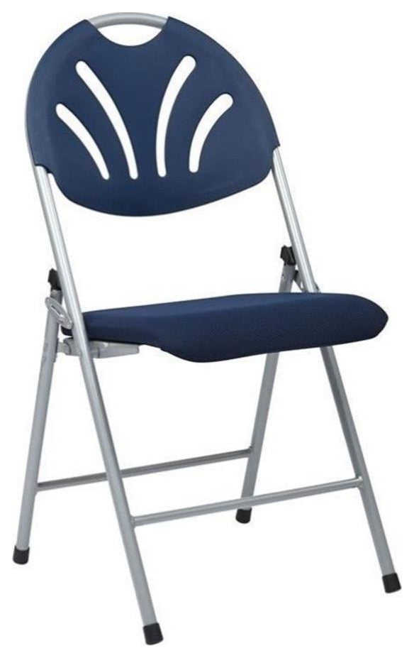 Set of 4 Plastic Folding Chair in Blue and Silver