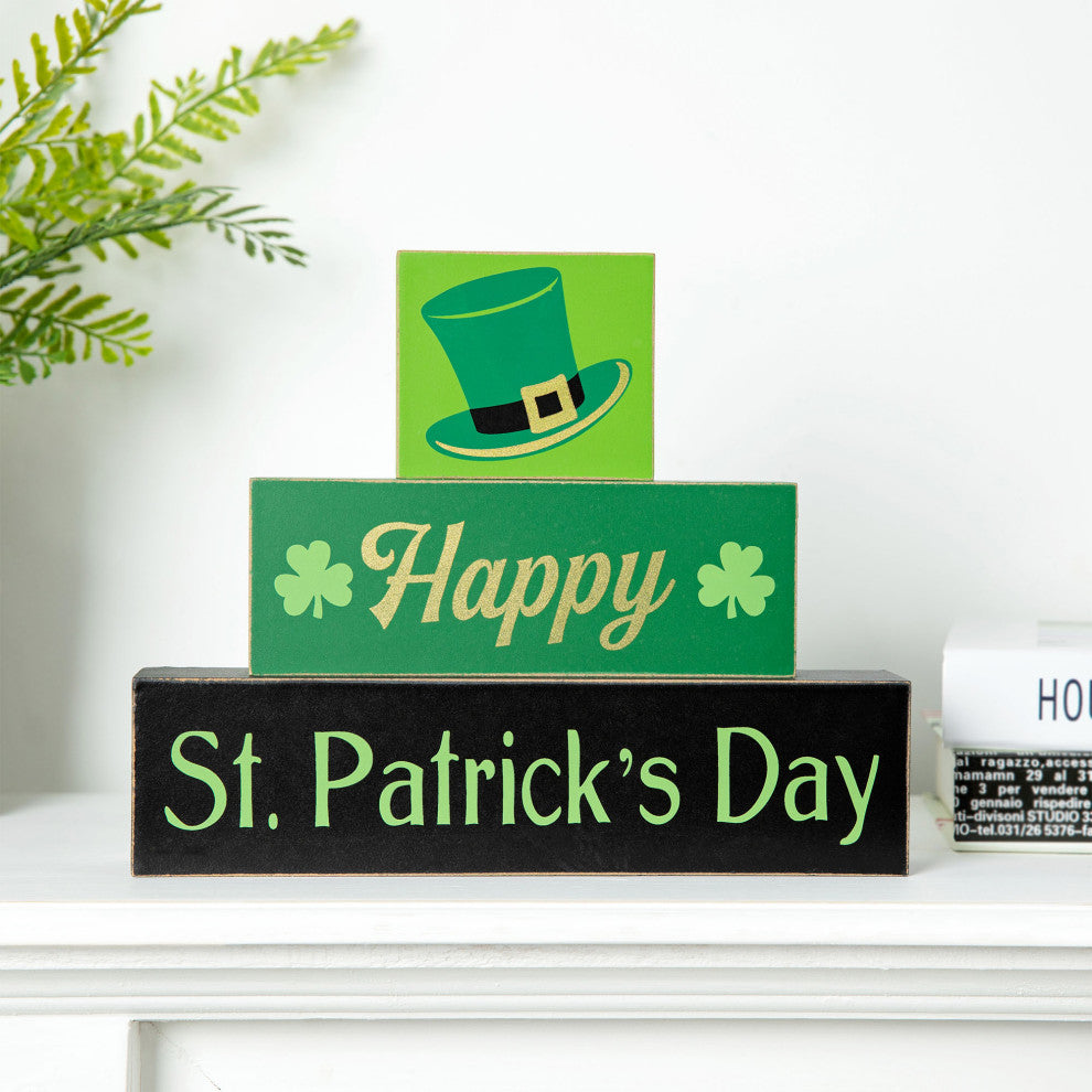 9.5" St. Patrick's Wooden Block Table Sign