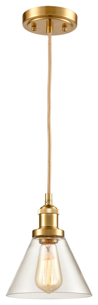 Industrial Mini Glass Pendant Lights Brass Finish Cone Shape